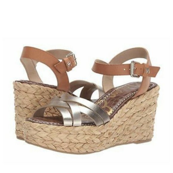 Sam Edelman Darline Gold Espadrille Platform Wedge - Picture 3 of 9